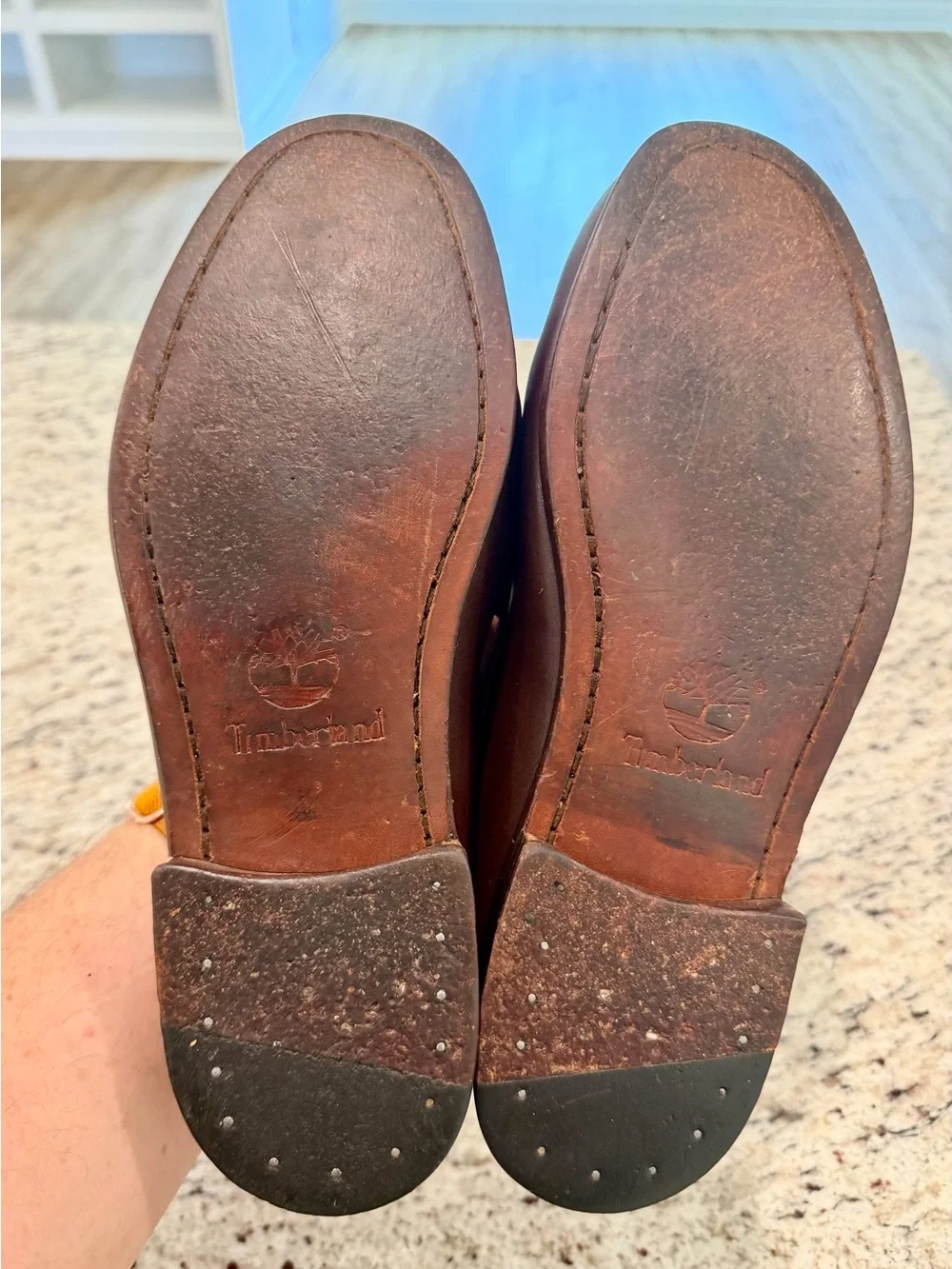 Vtg 90s Timberland Men's Burgundy Leather Penny Loafers in size 8.5 W Wide